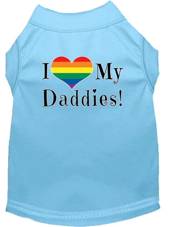 I heart my Daddies Screen Print Dog Shirt Baby Blue XS